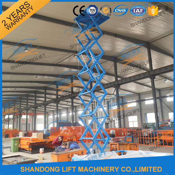 CE 6.65m 500Kgs Electric Scissor Lift Hydraulic Scissor Cargo Lift for Warehouse