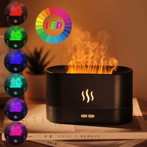 RGB light Color Change USB Flame Humidifier Led Essential Oil Fire Flame Smart