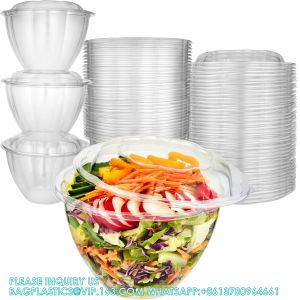 48 Oz. Disposable Salad Bowls - On-The-Go Salad Bowl - Plastic Salad Containers