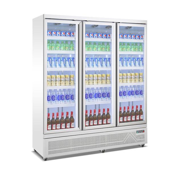 Commercial Refrigerated Showcase Glass Door Upright Fridge For Energy Drink