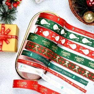 Multi Widths Gold Foil Gift Package Party Decoration Grosgrain Christmas Ribbon