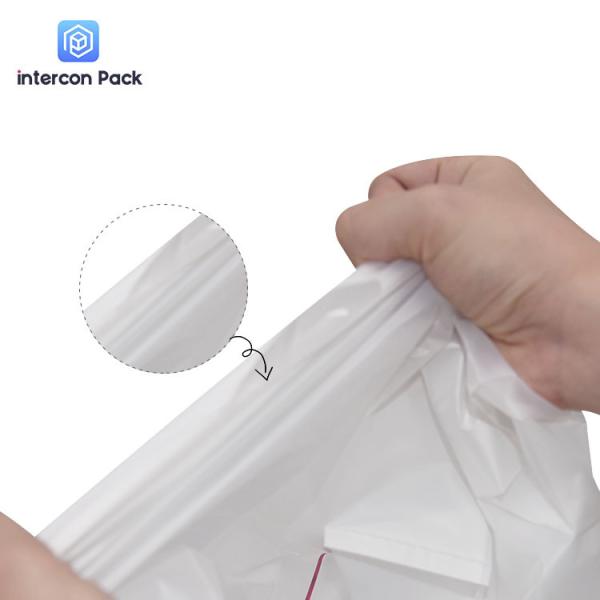 Buy White Polyester Plastic Packaging Bag Recyclable Starch Based Customized Logo at wholesale prices