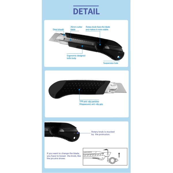 SINSEUNG XL803 25mm Snap Off Blade Replacement Cutter Turf Cutting Knife SK2 Steel