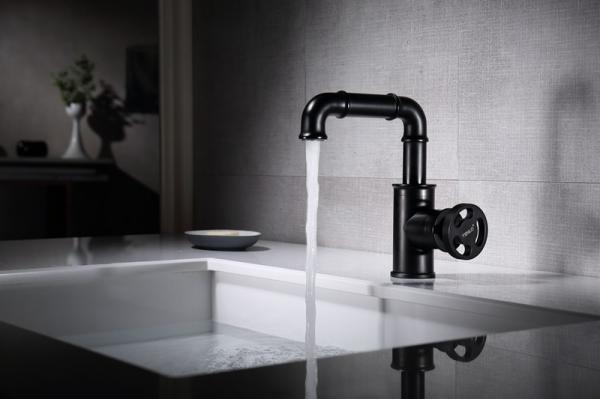 Industrial Style vanity Faucets black colour cold hot water wholesale price