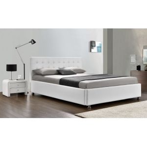 Write/Black Upholstered Bed Manufacturer PU Leather Queen Size 50pcs MOQ