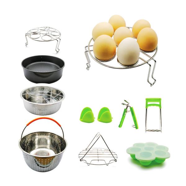 Buy 10 Pcs Kitchen Accessories for 5,6,8 Qt, Steamer Basket Egg Rack Springform Pan Silicone Pot Holder Egg Bites Mold with recipe at wholesale prices