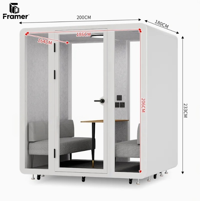 Adjustable Silent Office Pods Fully Enclosed Office Meeting Booths White