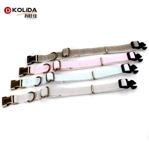 Safety Adjustable Nylon Dog Collars Pink , Blue , Grey Color Customized Logo