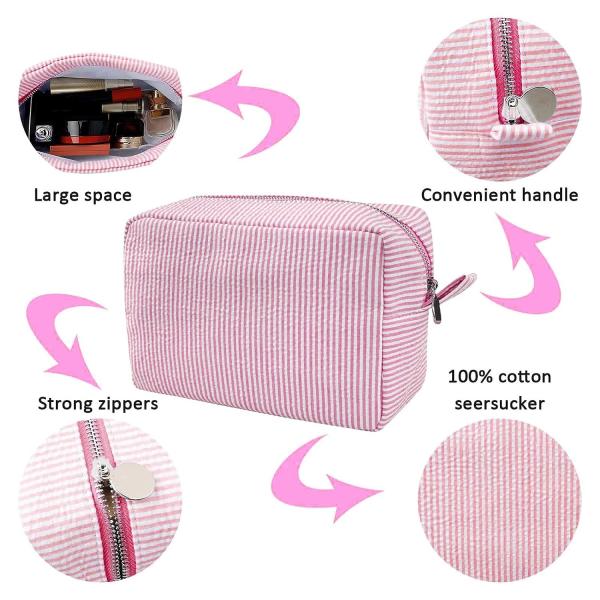Toiletry Stripe Cosmetic Bag Durable Women Aesthetic Organizer Storage Pouch