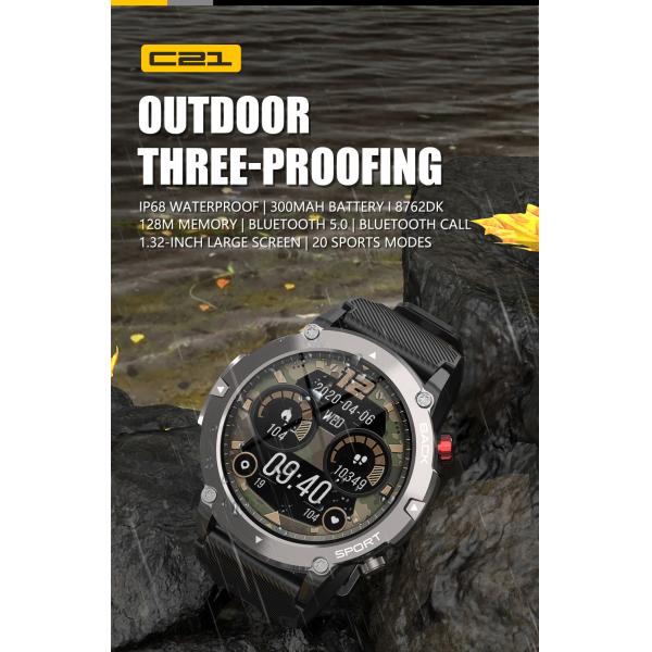 Touch Screen Tactical Smartwatch with Text and Call, Heart Rate, Blood Oxygen, and Activity Trackers