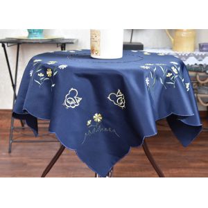 Chemical Fiber Embroidered Linen Tablecloth , Country Style Square Cotton
