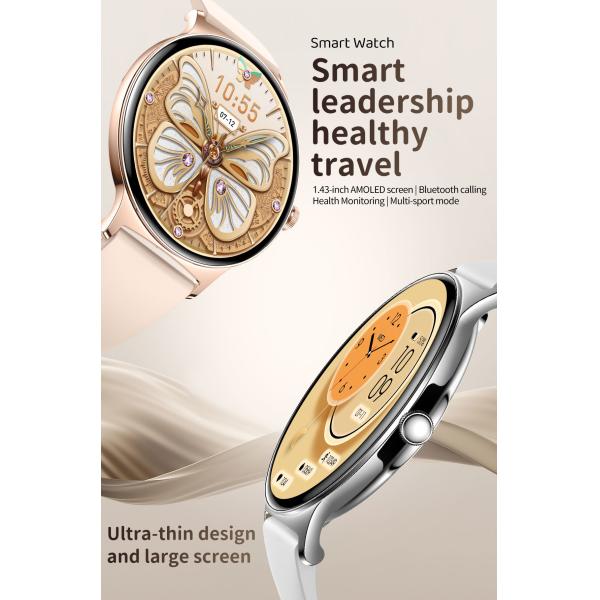 5.1Smart Women'S Bluetooth Watch Round Amoled Display OEM