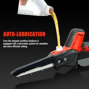 Powerful 8 Inch Rechargeable Chainsaw with Brushless Motor and Automatic Oiling