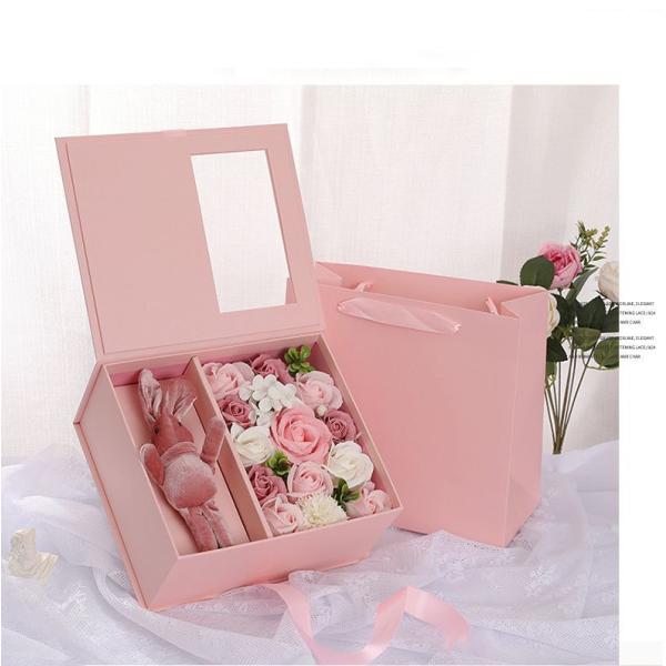 Luxury Black Cardboard Valentine&prime; S Day Flower Gift Box