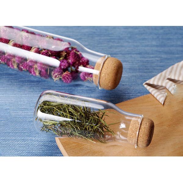 High Borosilicate Glass Milk Bottles Soft Wooden Lid Round Shape FDA Certification