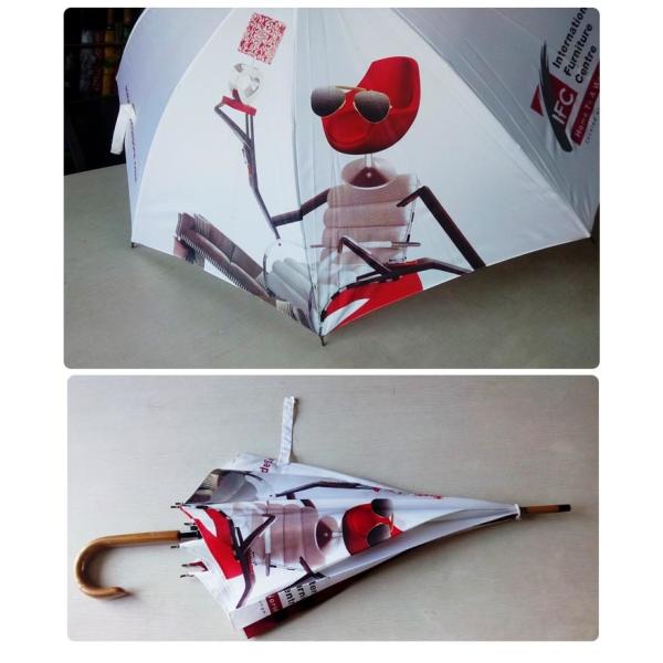 Wood J Handle Wooden Shaft Straight Fold Umbrella