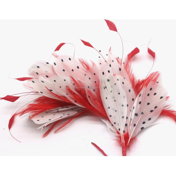 Dyed Party Decoration Stripped Coque Feather and Goose Feather Flower Mount with Wire Accessory
