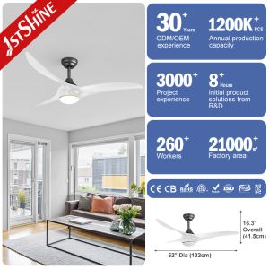 1stshine Lower Noise Copper Motor Ceiling Fan with Light and Remote Control High
