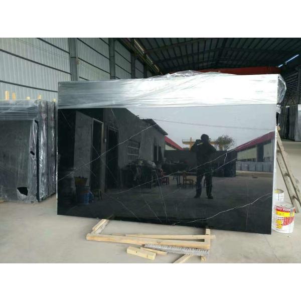 Buy High Hardness Nero Marquina Marble Slab , Natural Nero Black Marble Tile at wholesale prices