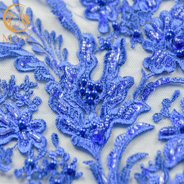 Blue Wedding Lace Fabrics MDX Elegant Flower Pattern 135cm Width