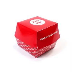Customized Disposable Fast Food Burger Box with Recyclable Material and Food
