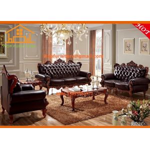 European style wooden furniture model made in china leather sofa