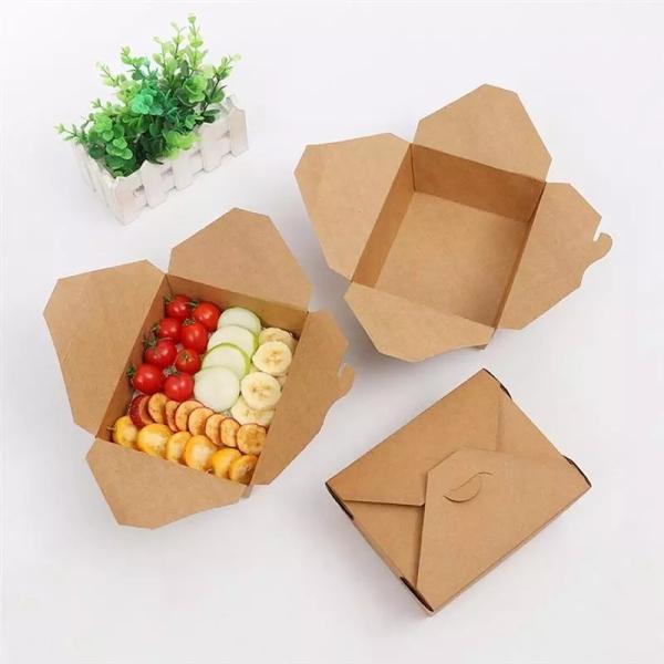 1300ml Biodegradable Kraft Paper Sandwich Box Disposable Food Packaging Bento