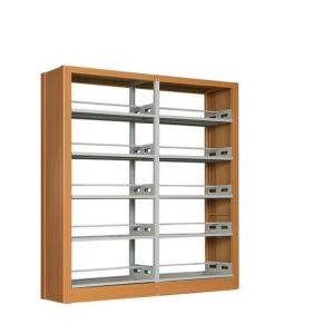 China Adjustable Plate 6 Layers Metal Woodgrain Library Bookshelves on sale