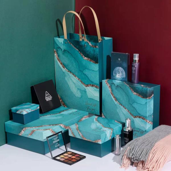 Buy Luxury Wave Gilded Cosmetic Gift Box Customizable Packaging at wholesale prices