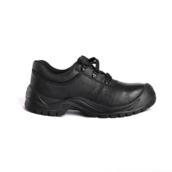 Puncture Resistant Steel Toe Black Embossed Leather Mesh PU Lace up Work Safety Shoes