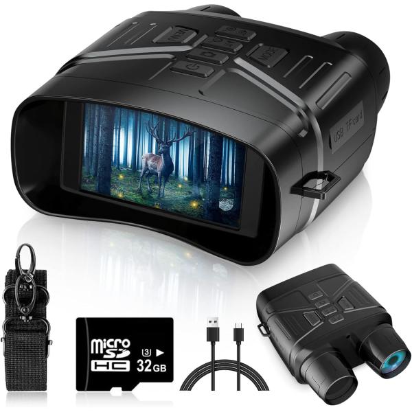 Capture Clear Photos and Videos with 4K Night Vision Binoculars 3'' Large Screen ABS