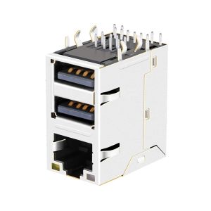 LPJU4101AONL 10/100 Base-T Green&Orange/Yellow LED Tab Up Dual USB RJ45