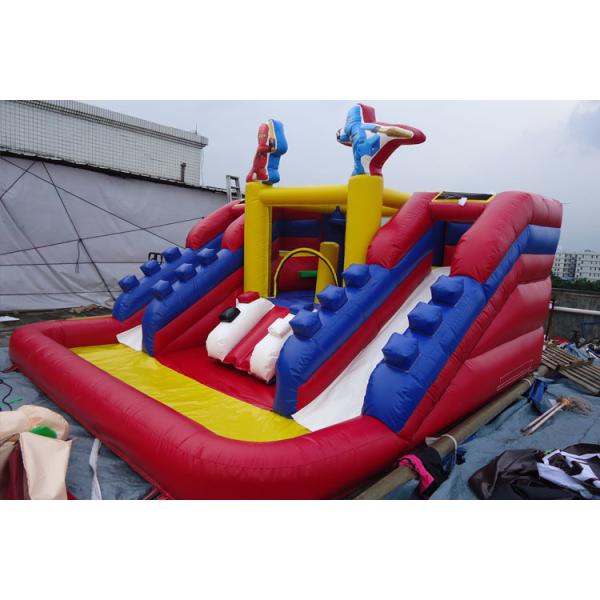 Double Sides Inflatable Water Slide Combo With Hero Painting Kids Park Fun