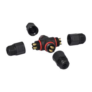 High Current Connector Power Wire Cross Type Four Way IP68 Waterproof Connector