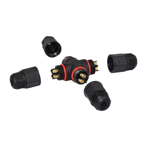 High Current Connector Power Wire Cross Type Four Way IP68 Waterproof Connector