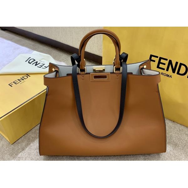 Peekaboo Brown 40cm Tote Shopper Bag Geninue Leather High Capicity