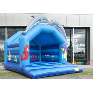 Bule Dolphin Inflatable Bounce House Commericial Double Stitching Tripling