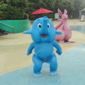 Children Play Pool Water Sprays Small Elephant, Fiberglass Standing Animal -
