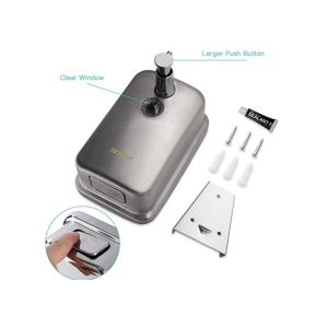 China Stainless Steel No Drill Bathroom Manual Liquid Soap Dispenser on sale