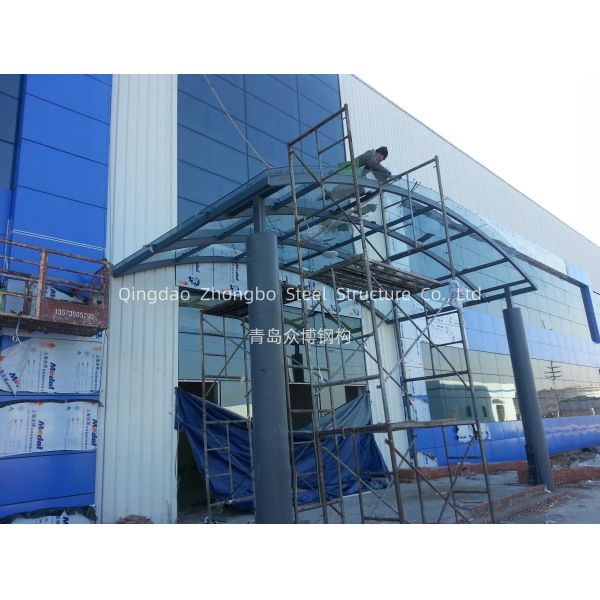 Exterior view of completed steel structure warehouse facility