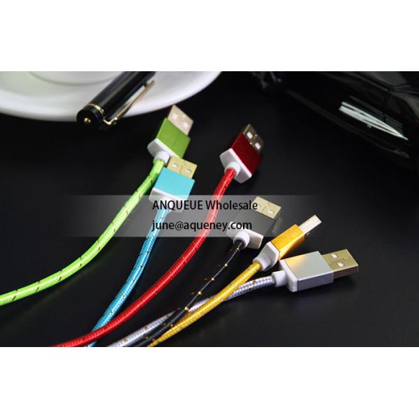 Buy NEW HOT Factory directly  nylon braided 1.5M USB data sync charger cable, charge line at wholesale prices