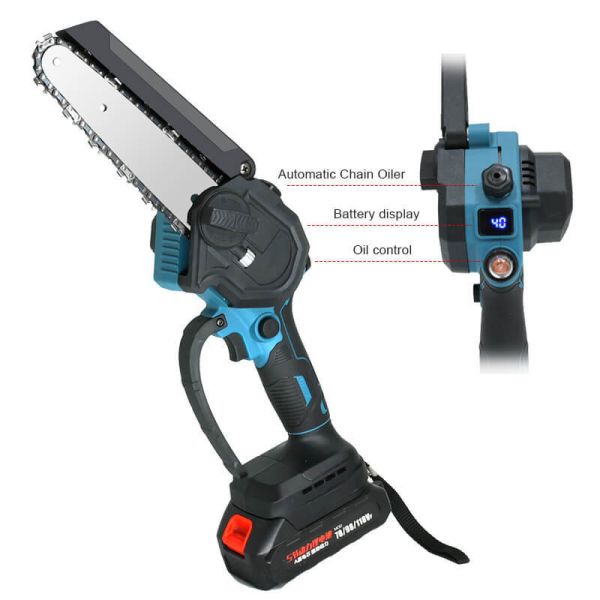 6 Inch Ultra Light Mini Chainsaw With Pump Oil Cordless Battery Electric