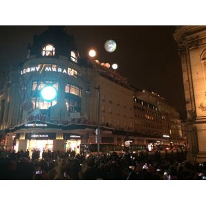 96W RGB LED Inflatable Lighting Decoration With 63 Ft Diameter White Poly Silk