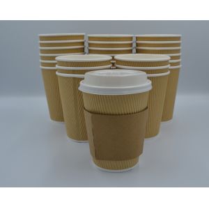 Ripple Paper Cups, with PE lining, 8oz,12oz,16oz, Insulated - No Need For