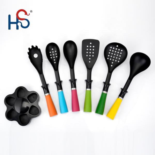 Non-stick Kitchen Utensils Set with Colorful Nylon66 Handles and Silk Printing Logo