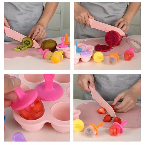 Food Grade Silicone Ice Mold 7 Hole Popsicle DIY Ice Cream Box Silicone Popsicle Mold