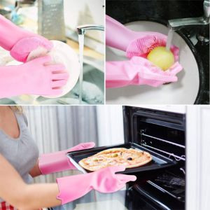 Kitchen Silicone Dishwashing Gloves Reusable Heat Resistant Customized