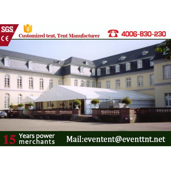White Garden Party Tent PVC Fabric , Luxury Wedding Marquee With Large Capacity