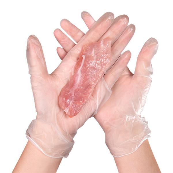 Transparent Disposable Vinyl Gloves Labor Protection Anti Acid PVC Elastic