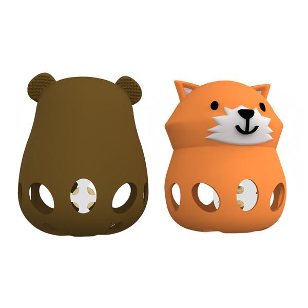 Animal Fox And Bear Medical Grade Relief for Babies 0-6 Months Soothes Teething Pain Silicone Teether for Babies with Easy-Grab